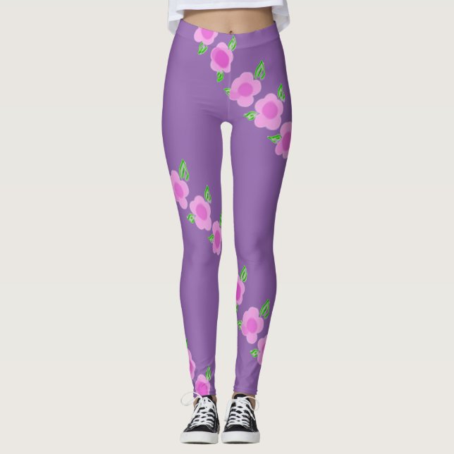 Leggings Piernas de flores rosadas (Anverso)