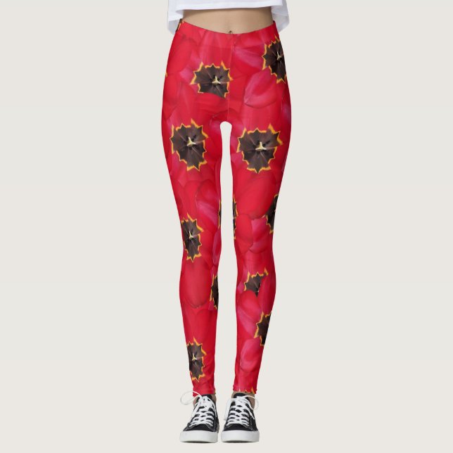 Leggings Piernas de fondo de tulipanes (Anverso)