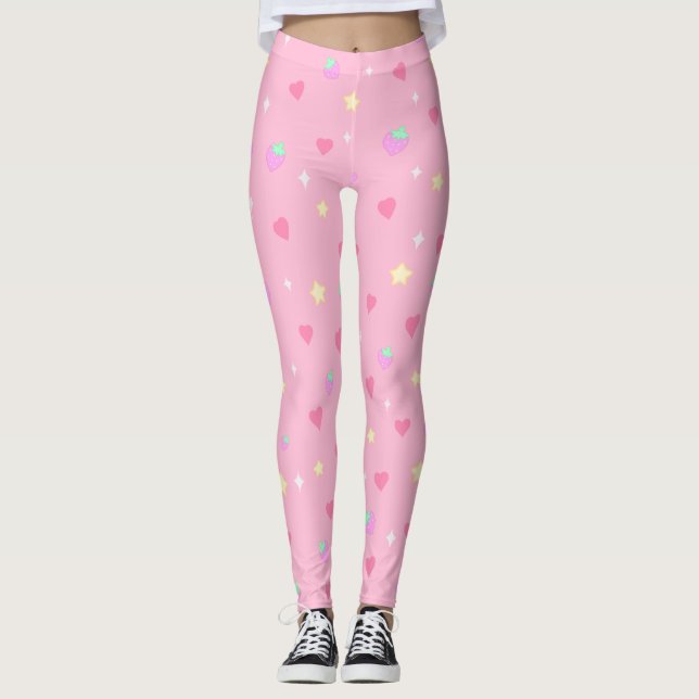 Leggings Piernas de fresa rosadas (Anverso)