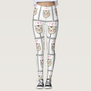 Leggings Piernas de gatitos/gatos y corazones