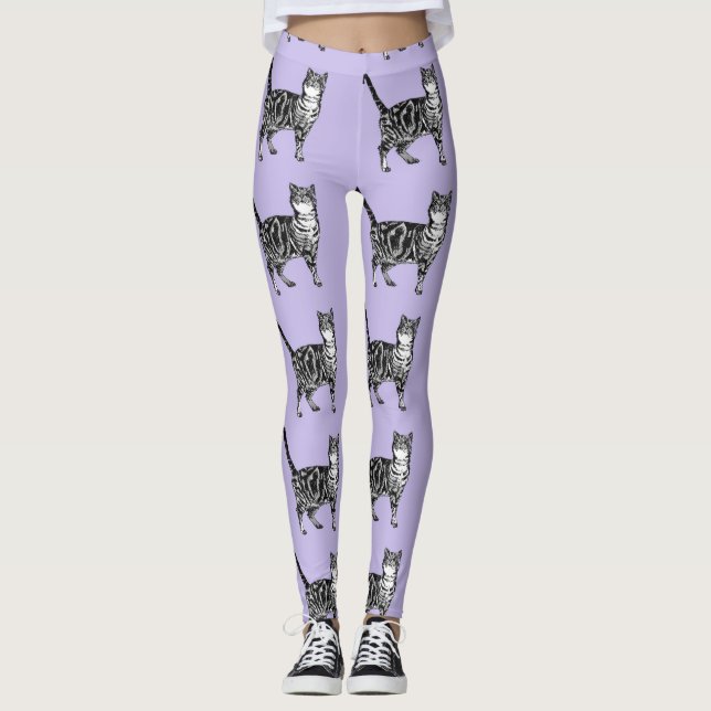 Leggings Piernas de gato Guay negro y violeta (Anverso)