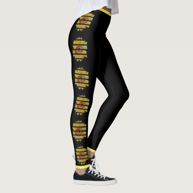 Leggings Piernas de girasol negro con adorno amarillo (Derecha)