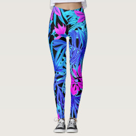 Leggings Piernas de hojas tropicales fluorescentes