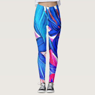 Leggings Piernas de hojas tropicales fluorescentes