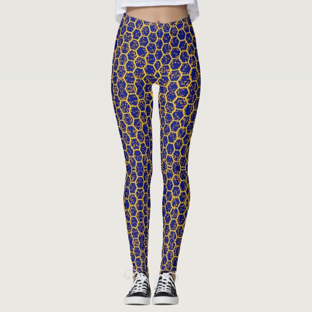 Leggings Piernas de Honeycomb azul (Anverso)