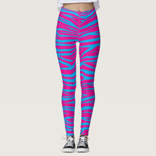 Leggings Piernas de impresión de animales azules rosas