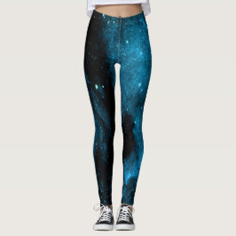Leggings Piernas de impresión de galaxia azul