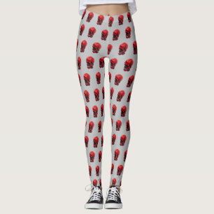 Leggings Piernas de impresión de Halloween con cráneo rojo