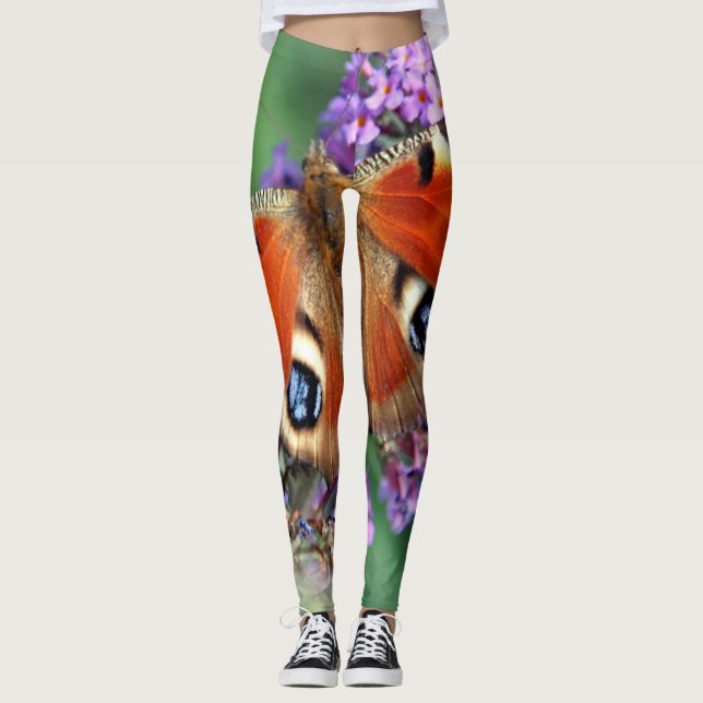 Leggings Piernas de mariposa de pavo real (Anverso)