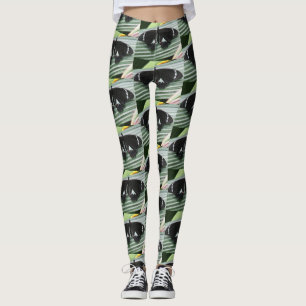 Leggings Piernas de mariposa tropical negra y blanca