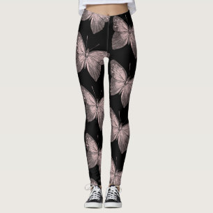 Leggings Piernas de mariposas rosadas y negras
