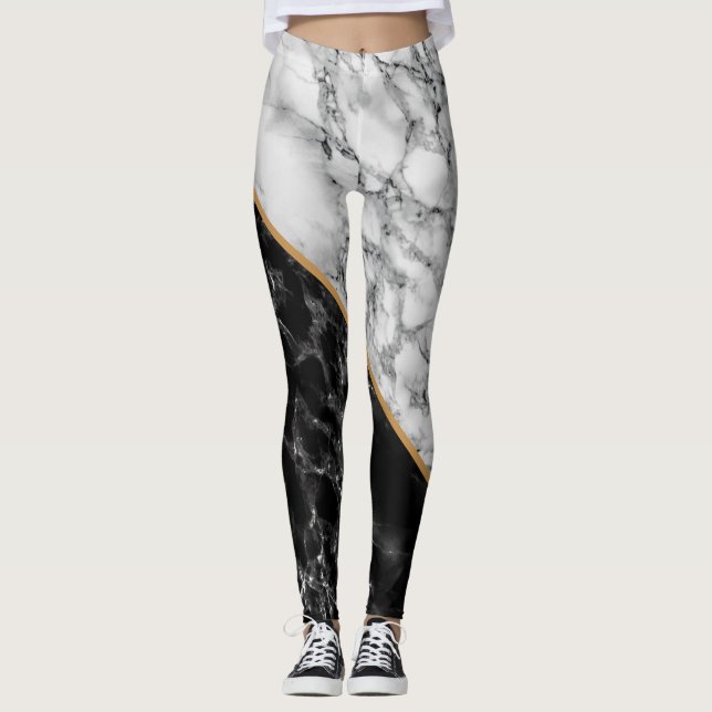 Leggings Piernas de mármol blanco y negro (Anverso)
