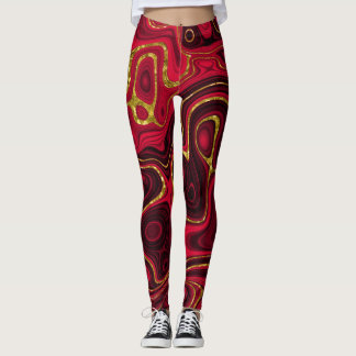 Leggings piernas de mármol dorado rojo