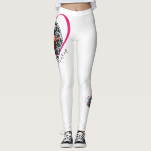 Leggings Piernas de mono mediadoras de corazón rosado en el