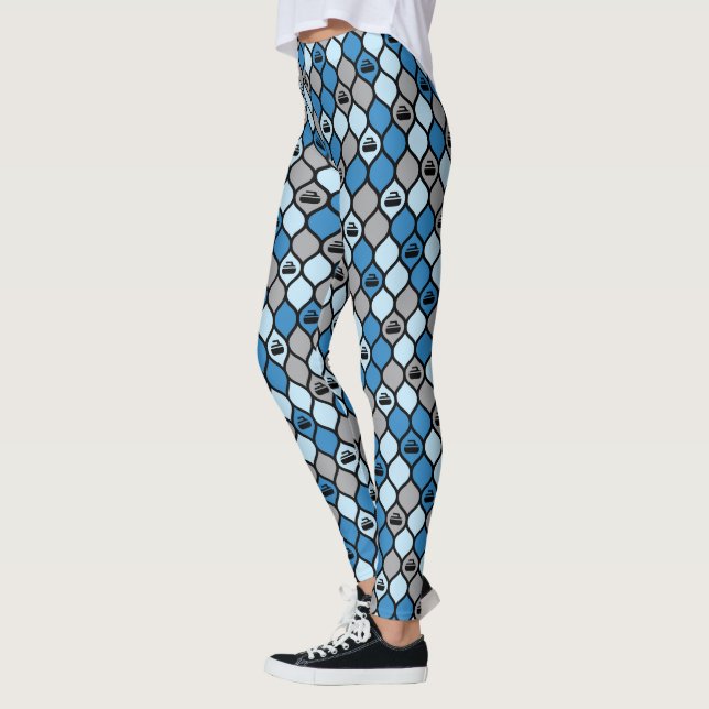 Leggings Piernas de mosaico curvado - Azul/Gris (Izquierda)