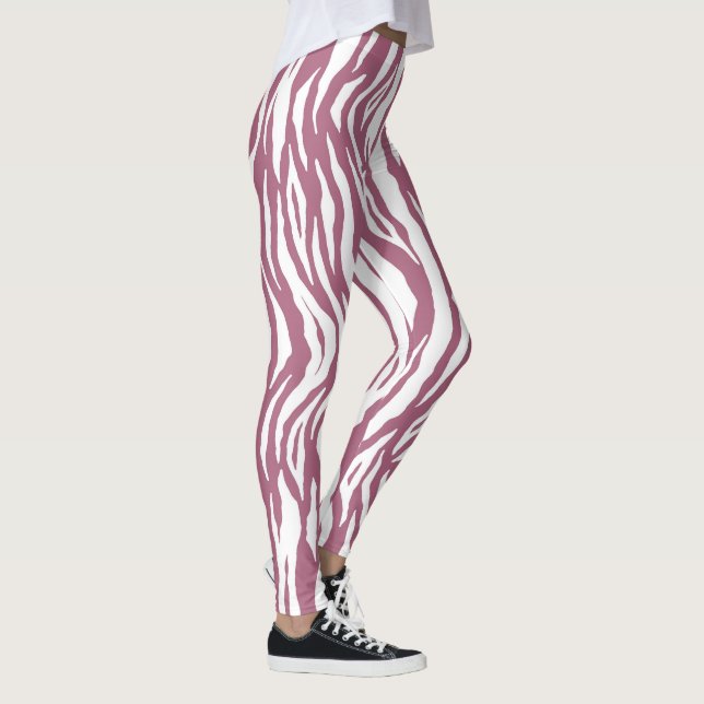 Leggings piernas de patrón de franjas tigres rosadas fresca (Derecha)