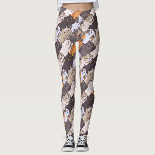 Leggings Piernas de patrón de gato curado