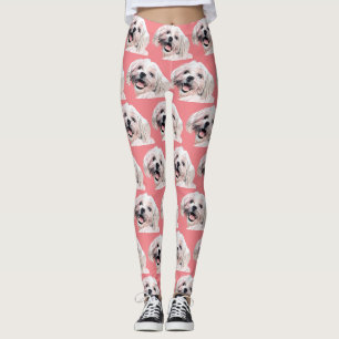 Leggings Piernas de perro maltesas adornadas