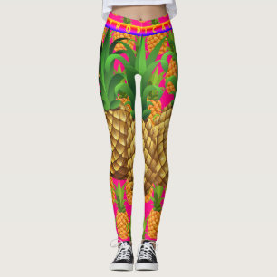 Leggings Piernas de piña tropical rosada caliente