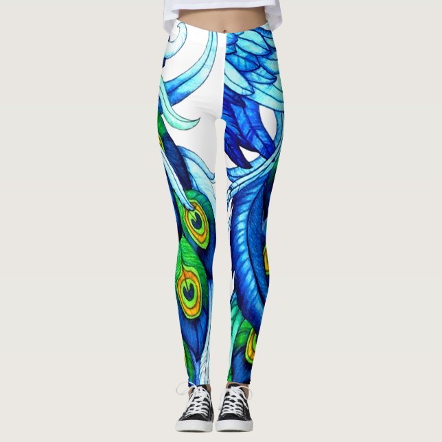 Leggings Piernas de plumas de pavo real (Anverso)