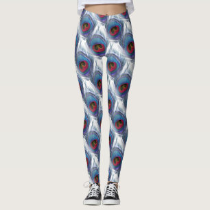 Leggings Piernas de plumas de pavo real azul