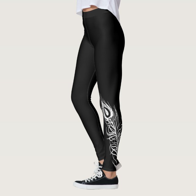 Leggings Piernas de plumas de pavo real blanco (Izquierda)