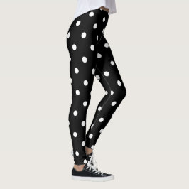 Leggings Piernas de puntos de polka negra