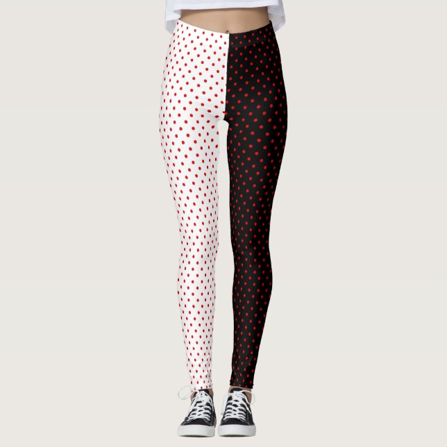 Leggings Piernas de puntos de polka roja (Anverso)