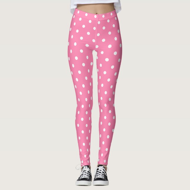Leggings Piernas de puntos de polka rosa (Anverso)