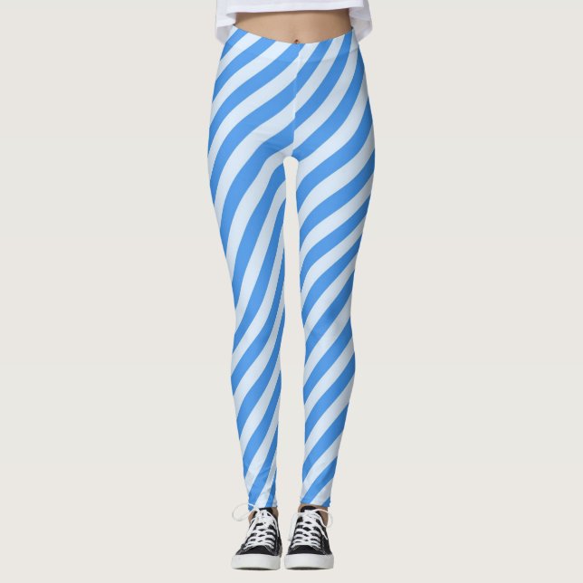 Leggings piernas de rayas azules del cielo (Anverso)