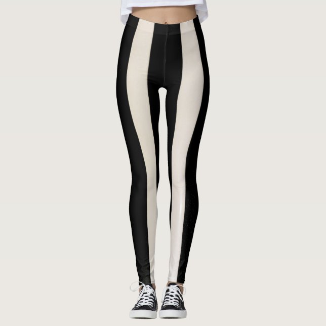 Leggings Piernas de rayas blancas y negras (Anverso)