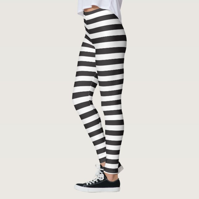 Leggings piernas de rayas horizontales en blanco y negro (Izquierda)