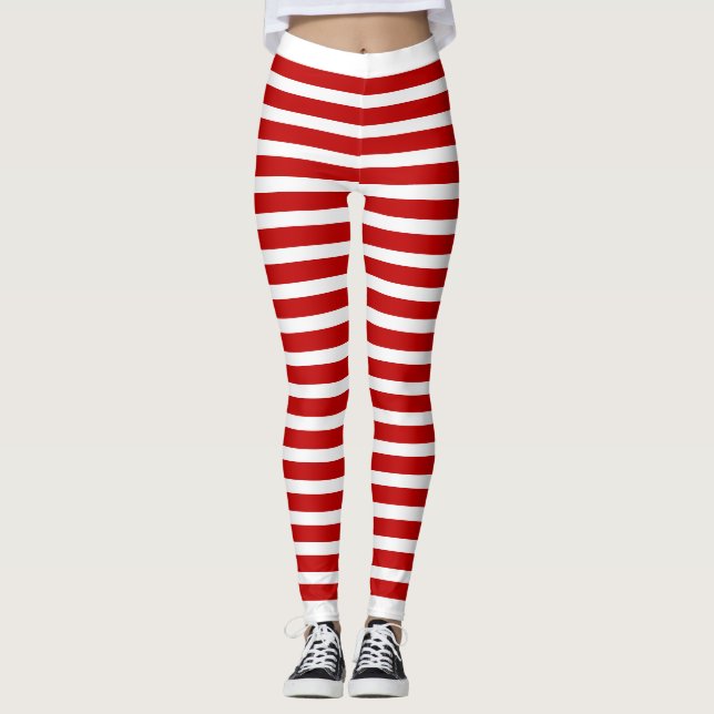 Leggings Piernas De Rayas Rojas Y Blancas (Anverso)