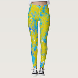 Leggings Piernas de remolinos amarillos, azules y blancos
