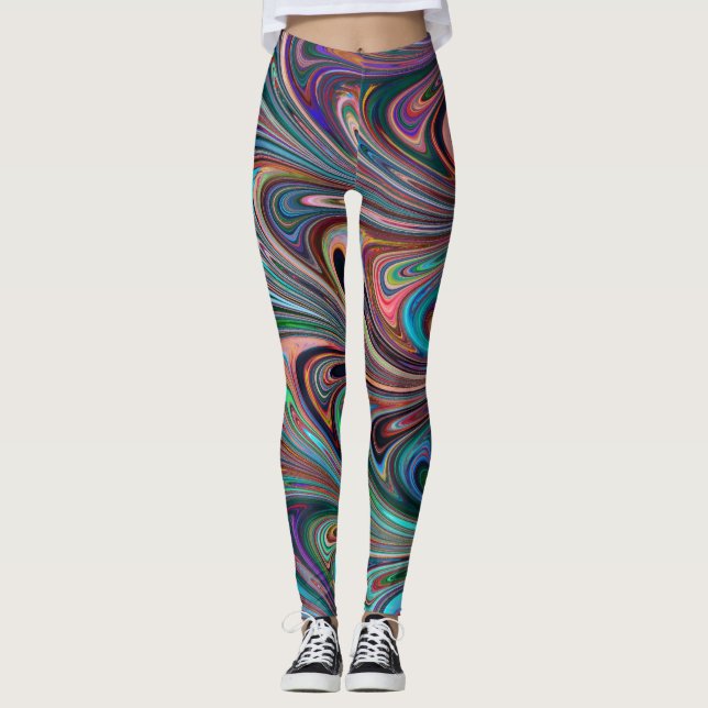 Leggings piernas de remolinos de arco iris (Anverso)