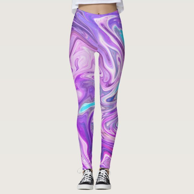 Leggings piernas de remolinos rosa azul y violeta (Anverso)