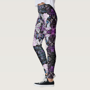 Leggings Piernas de rosa blanco y mariposas
