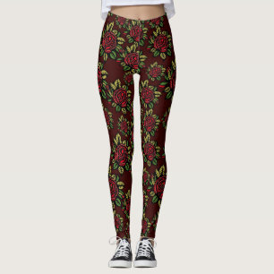 Leggings piernas de rosa rojo