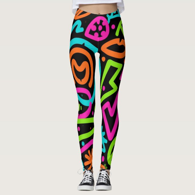 Leggings Piernas de salpicaduras de Neon Scribble - Vibes p (Anverso)