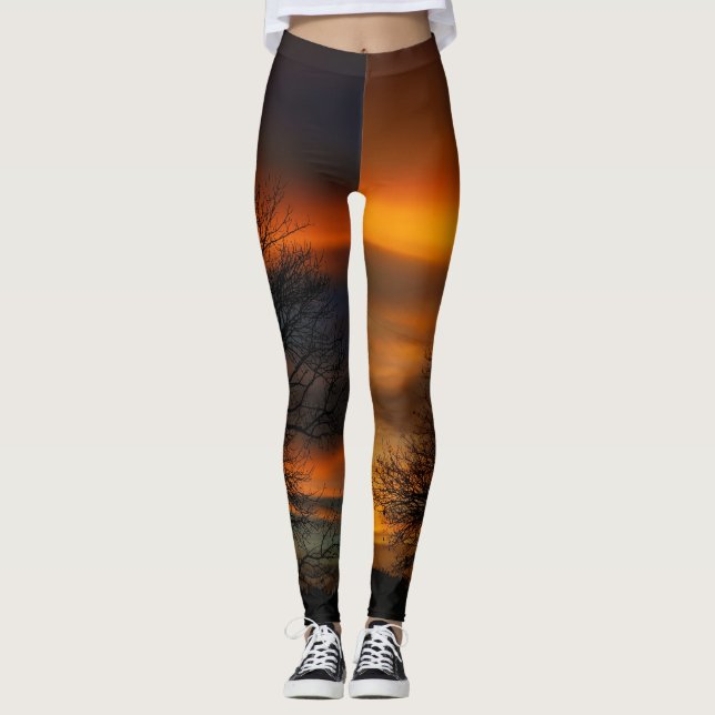 Leggings Piernas de sol de silueta de árbol (Anverso)