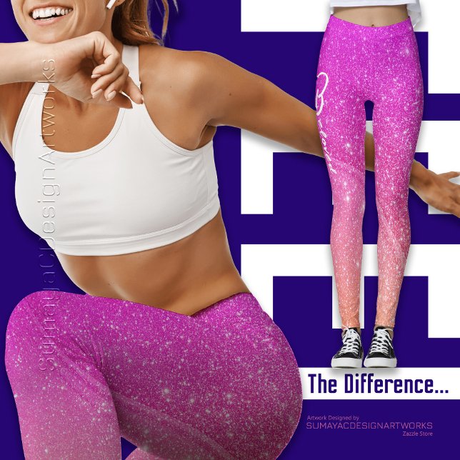 Leggings Piernas de tipografía adoradas con brillo rosado (Subido por el creador)