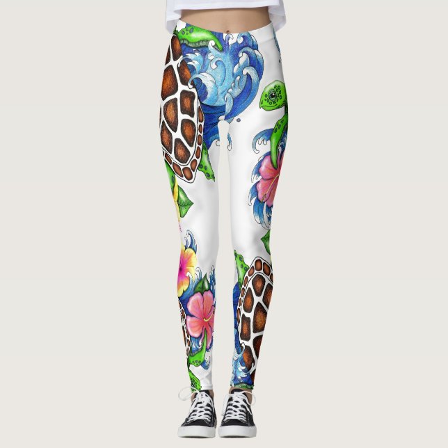Leggings Piernas de tortuga tropical (Anverso)