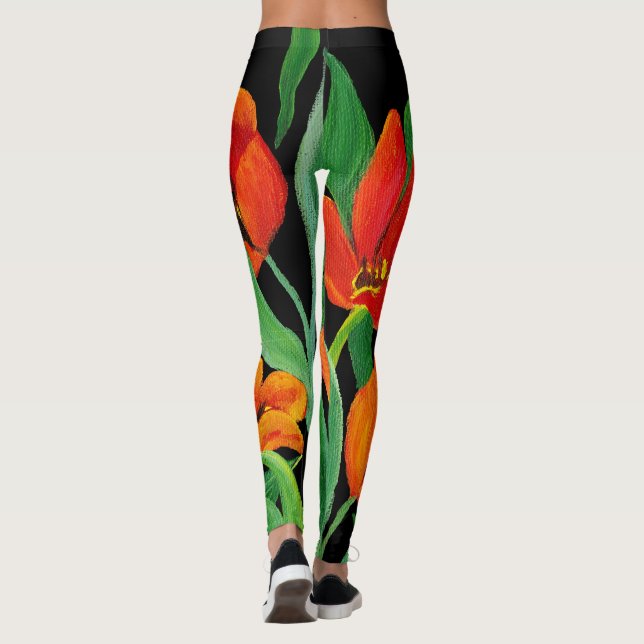 Leggings Piernas de tulipanes rojos (Reverso)