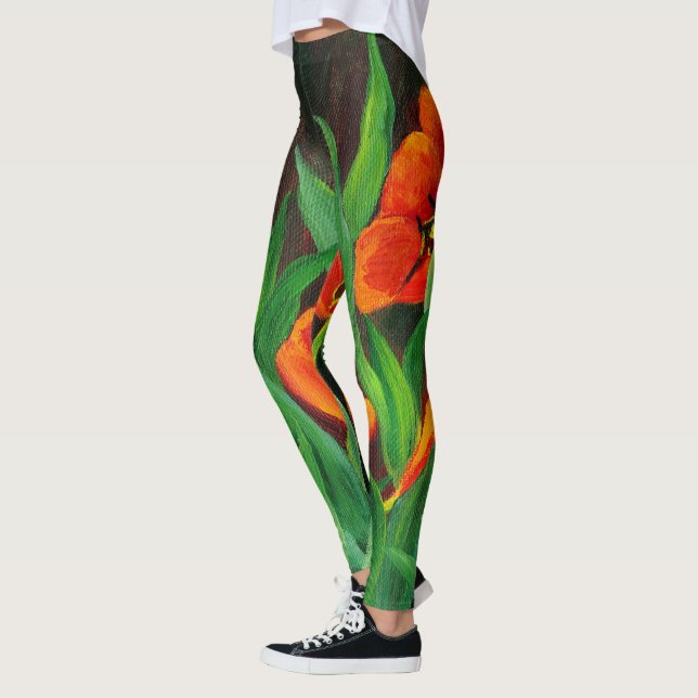 Leggings Piernas de tulipanes rojos (Izquierda)