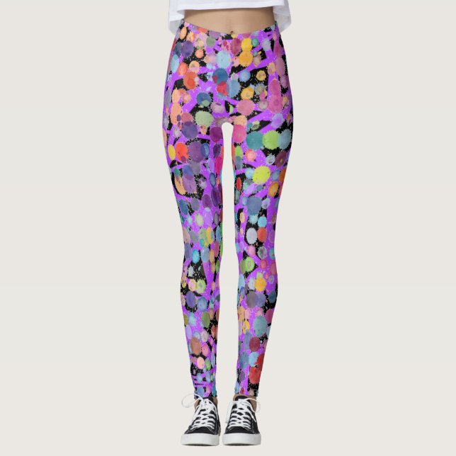 Leggings Piernas de yoga violeta negra y acuarela (Anverso)