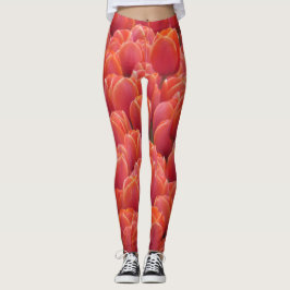 Leggings Piernas del campo de los tulipanes rojos
