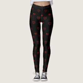 Leggings Piernas del corazón de Doodle Negro