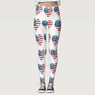 Leggings piernas del corazón de la bandera de estados unido