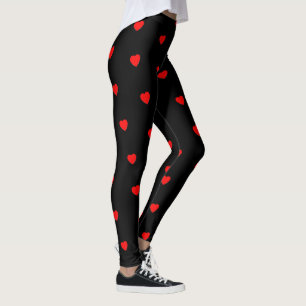 Leggings Piernas del corazón negro rojo