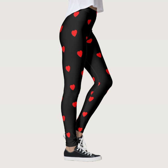 Leggings Piernas del corazón negro rojo (Derecha)